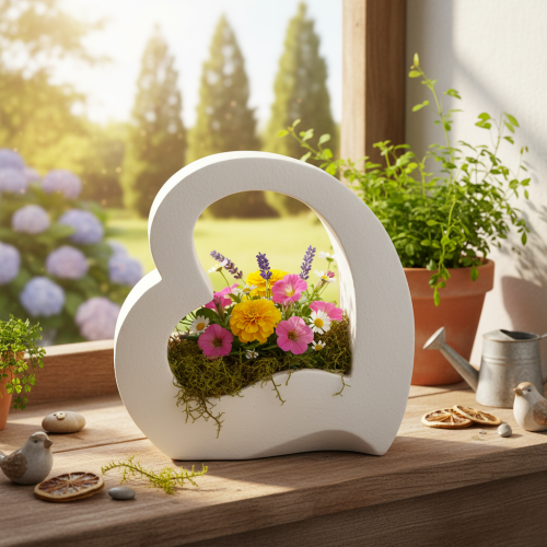 Enfeite em formato de coração para plantas e arranjos florais, design vazado, formato moderno de coração, 19 cm | Floristik24.pt