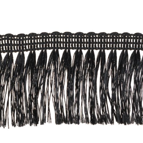 Floristik24 Fita preta com franjas de 4 cm, cordão decorativo com franjas em lurex de 25 m
