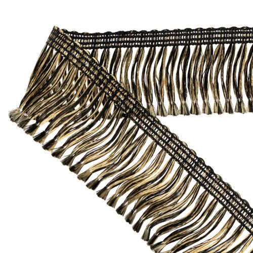 Itens Fita de franjas pretas e douradas, 4 cm x 25 m - Ideal para decoração de guirlandas, fitas de luto e acessórios vintage.