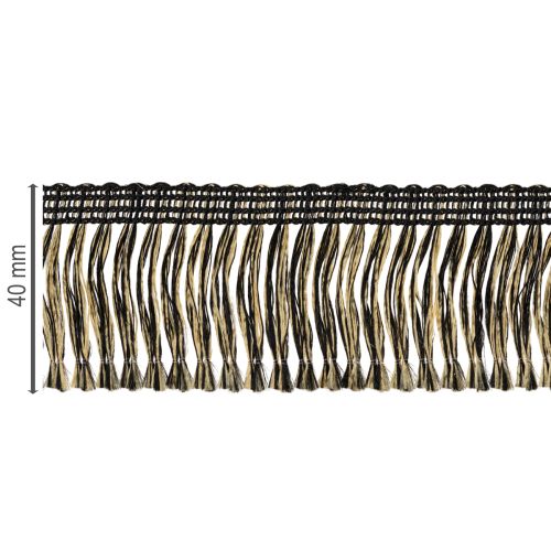 Itens Fita de franjas pretas e douradas, 4 cm x 25 m - Ideal para decoração de guirlandas, fitas de luto e acessórios vintage.