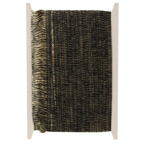Fita de franjas pretas e douradas, 4 cm x 25 m - Ideal para decoração de guirlandas, fitas de luto e acessórios vintage. | Floristik24.pt