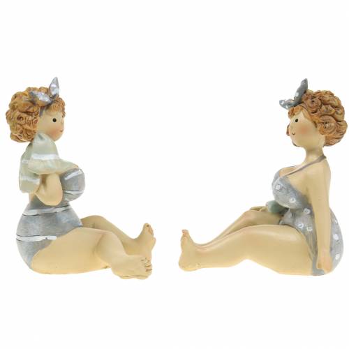 Floristik24 Figura decorativa senhora em fato de banho cinza 10cm 2pcs