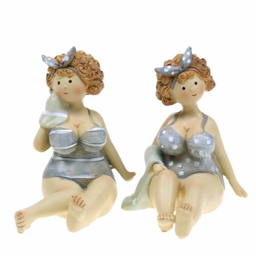 Floristik24 Figura decorativa senhora em fato de banho cinza 10cm 2pcs
