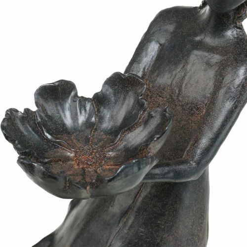 Floristik24 Banho de pássaro flor criança jardim metal look antracite 56.5cm