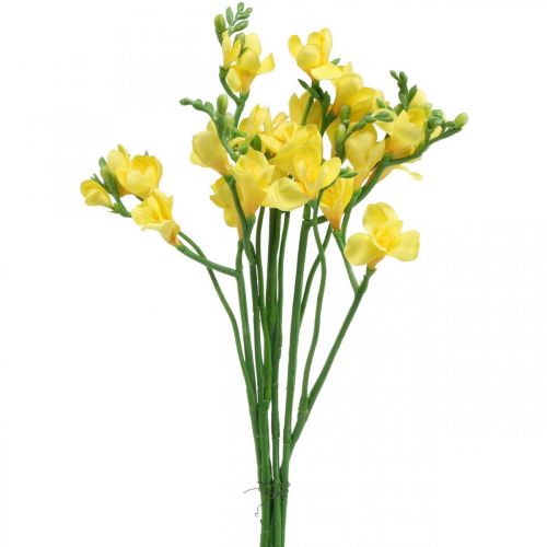 Frésias, flores artificiais, frésias em cacho amarelo L64cm 6pcs