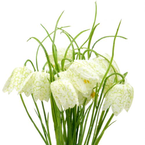 Floristik24 Flores do tabuleiro de xadrez Fritillaria artificial branco, verde 40cm 12pcs