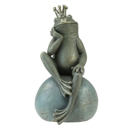 Floristik24 Sapo decorativo sapo rei decoração de jardim sapo com coroa dourada cinza dourado 25cm