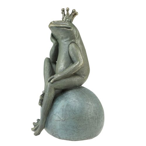 Floristik24 Sapo decorativo sapo rei decoração de jardim sapo com coroa dourada cinza dourado 25cm