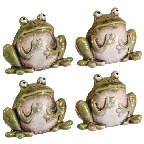 Itens Sapo Decoração Cerâmica Verde Marrom Vintage Verão Alt.7cm 4 unid.