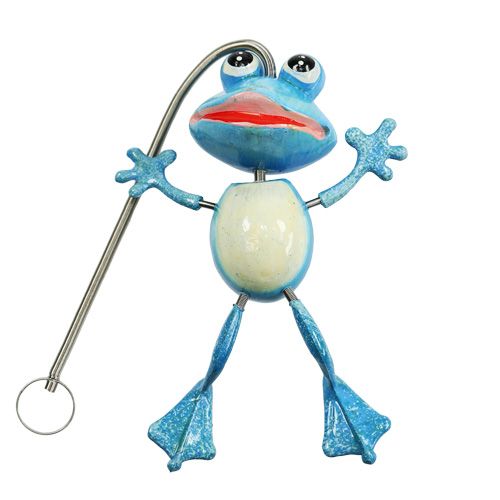 Floristik24 Sapo ágil com cabide de mola 13cm azul
