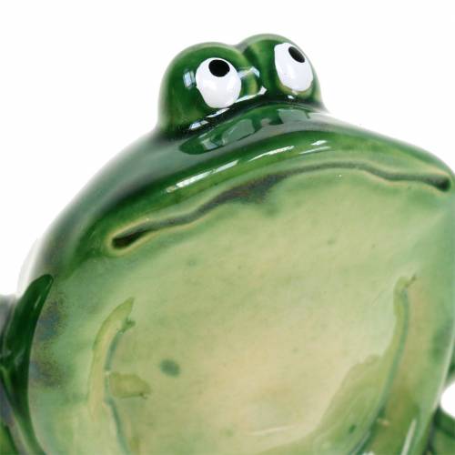 Floristik24 Sapo decorativo de pedra artificial verde 9cm H5,8cm