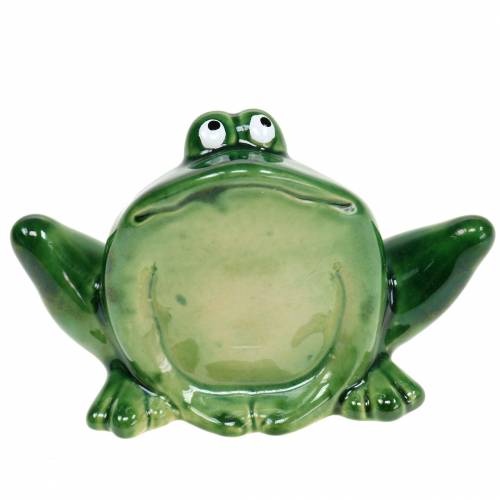 Floristik24 Sapo decorativo de pedra artificial verde 9cm H5,8cm