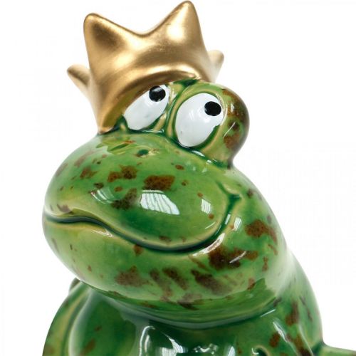 Floristik24 Decoração de primavera, sapo com coroa, figura decorativa, príncipe sapo
