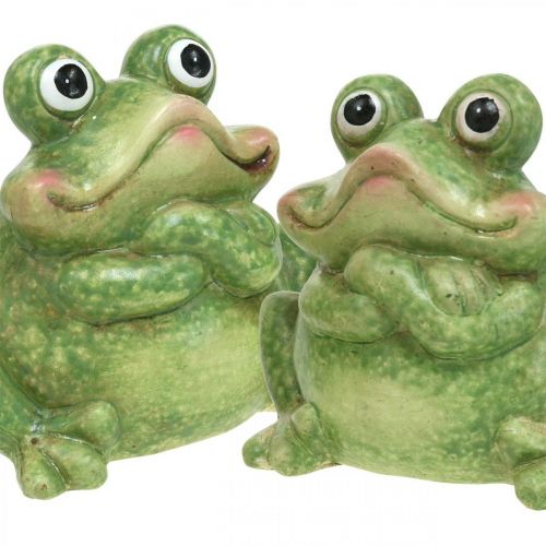 Floristik24 Casal de sapo de cerâmica, casal de sapo de cerâmica, decoração de verão 14cm 2pcs