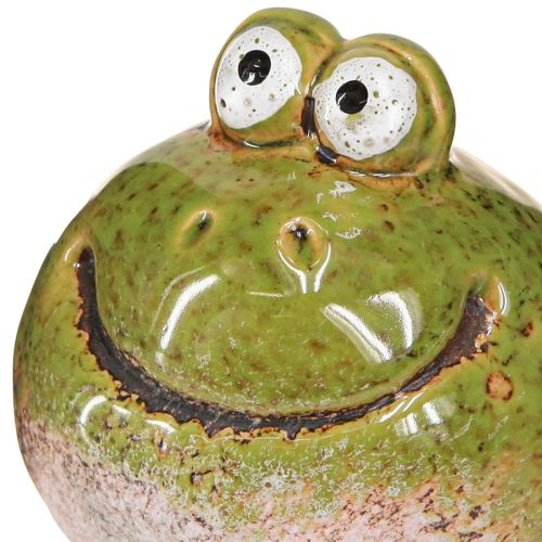 Itens Cabeça de Sapo Cerâmica Verão Verde Marrom Vintage 7x7cm 4 un