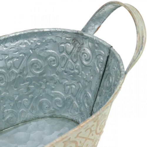 Floristik24 Decoração de primavera vaso de flores de metal oval com alças tigela de plantas vintage 33×17cm