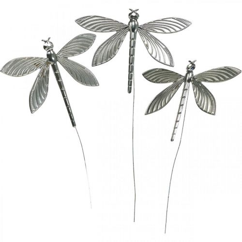 Floristik24 Decoração de primavera, plugue decorativo de libélula, decoração de casamento, verão, libélula de metal 12pcs