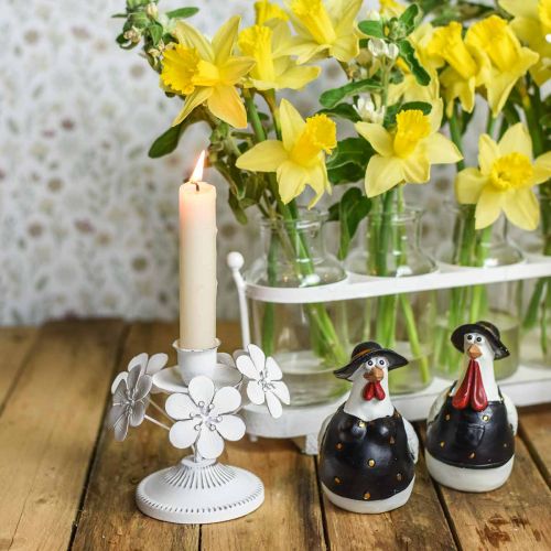 Floristik24 Decoração de primavera, lustre de metal com flores, decoração de casamento, castiçal, decoração de mesa
