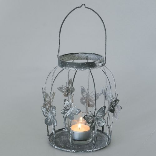 Floristik24 Decoração de primavera, lanterna com borboletas, lanterna de metal, verão, decoração de velas