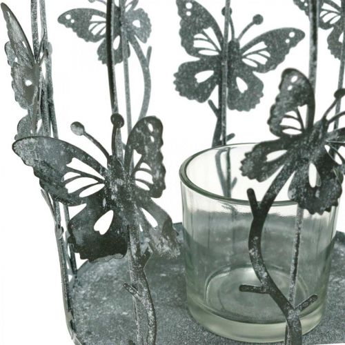 Floristik24 Decoração de primavera, lanterna com borboletas, lanterna de metal, verão, decoração de velas