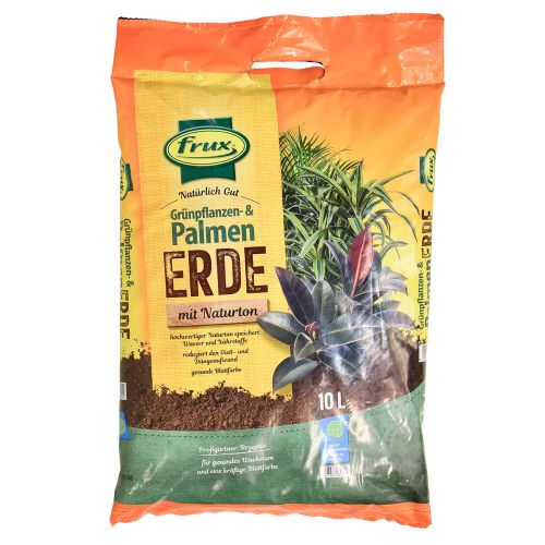 Planta verde Frux e solo de palmeira com fertilizante de longo prazo 10l