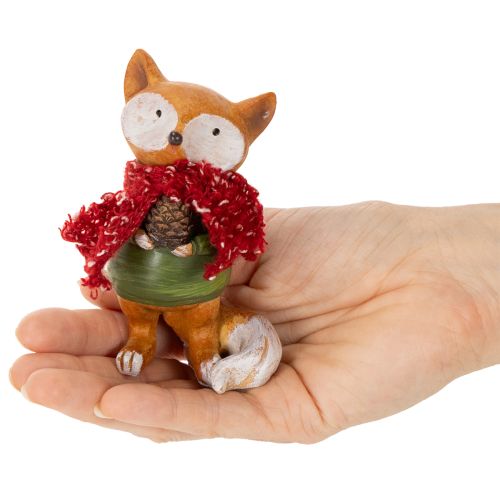 Raposa decorativa com cachecol e pinha, 10 cm, 2 peças | Floristik24.pt
