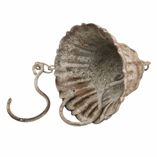 Floristik24 Sino de metal para pendurar com ganchos, aspecto antigo, grelha de aço inoxidável Ø8,5cm Alt.11cm