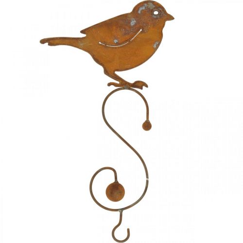 Floristik24 Pássaro decorativo feito de metal, cabide de comida, decoração de jardim em aço inoxidável L38cm