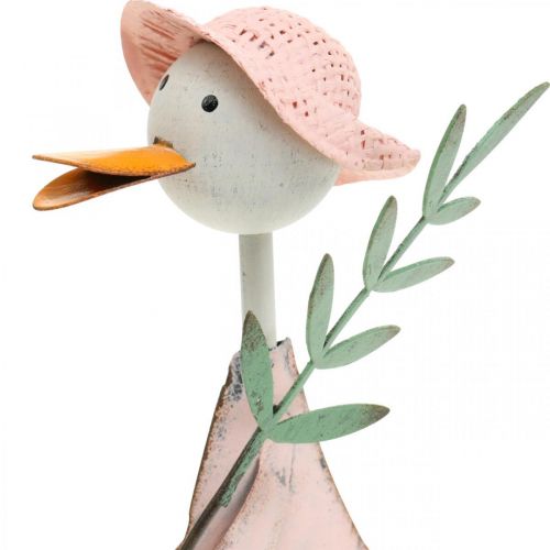 Floristik24 Cegonha com pá, pássaro de metal com ramo, pássaro decorativo, figura de jardim, decoração de metal A. 26/28cm conj. de 2