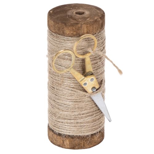 Floristik24 Carretel de lã com tesoura decorativa Ø6,5cm A15cm 2 peças Estilo vintage