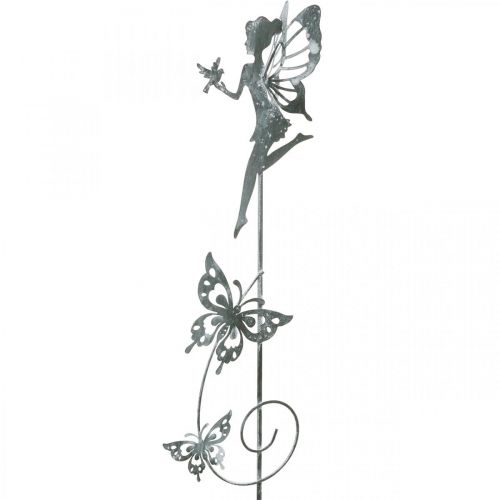 Floristik24 Decoração de flores, plugue de metal fada da flor, primavera, duende com borboletas, plugue de planta 2 unidades