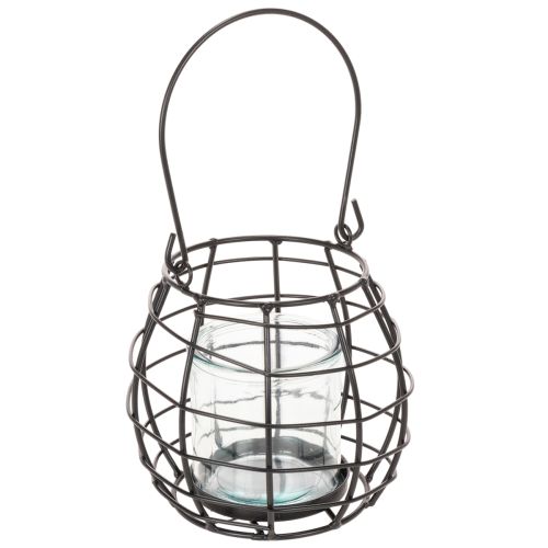Lanterna de jardim, metal preto com luz de vento, Ø14cm A12,5cm comprar | Floristik24.pt