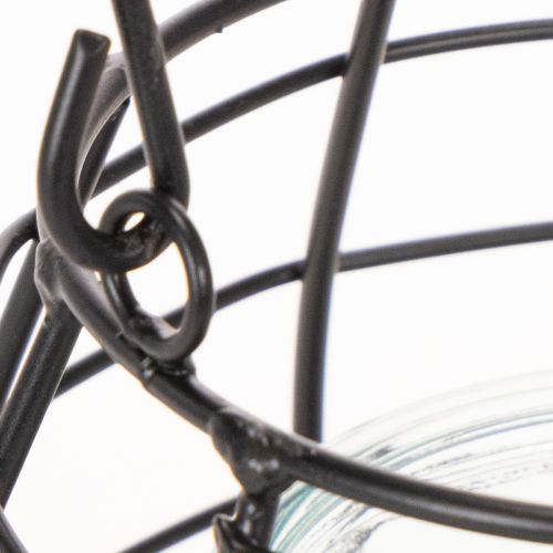 Lanterna de jardim, metal preto com luz de vento, Ø14cm A12,5cm | Floristik24.pt