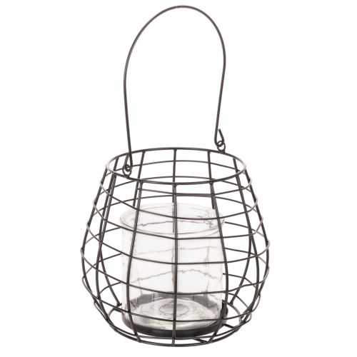 Lanterna de jardim com suporte de vela de vidro, preta, Ø20cm, A18,5cm comprar | Floristik24.pt