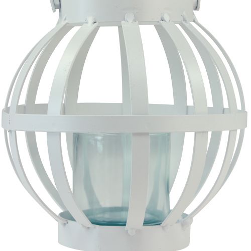 Itens Lanterna de jardim lanterna de vidro metálico para pendurar branca Ø18,5cm