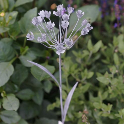 Itens Flor plug de jardim, decoração de jardim, plugue de planta feito de metal branco chique gasto, prata L52cm Ø10cm 2pcs