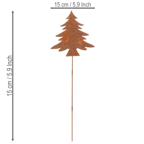Estaca de jardim em aço corten, com desenho de veado, estrela e pinheiro, 10/15 cm de altura, conjunto com 3 peças. | Floristik24.pt