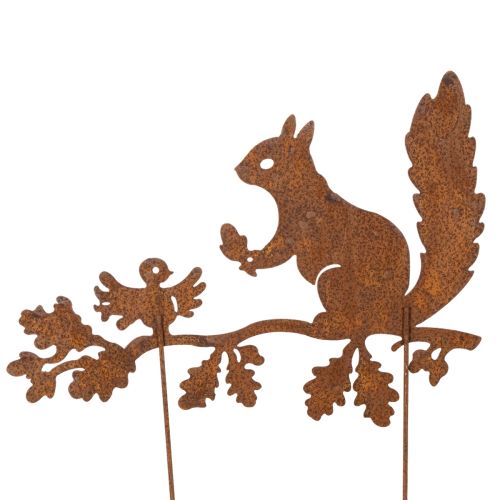 Esquilo decorativo de jardim em galho, metal com acabamento envelhecido, 42 cm de altura, conjunto de 3 peças. | Floristik24.pt