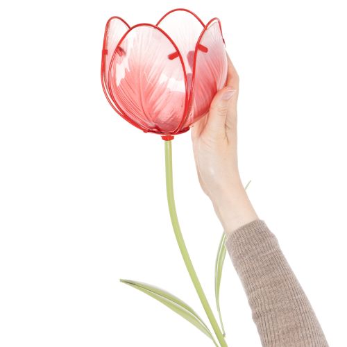 Itens Estaca de jardim em forma de tulipa de vidro - Linda decoração para jardim e varanda, 94 cm