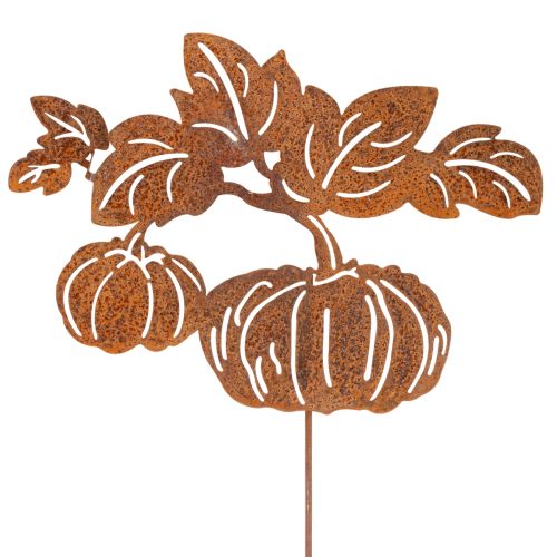 Itens Estaca de jardim com motivo de abóbora, decoração em metal, acabamento enferrujado, 100 cm