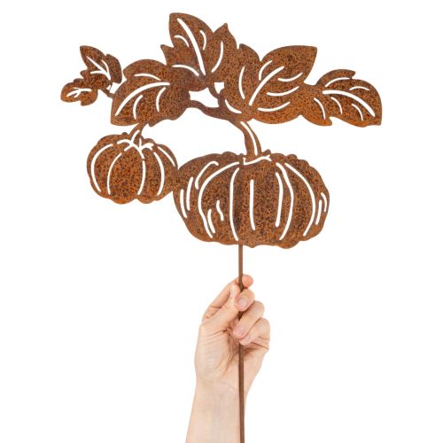 Itens Estaca de jardim com motivo de abóbora, decoração em metal, acabamento enferrujado, 100 cm