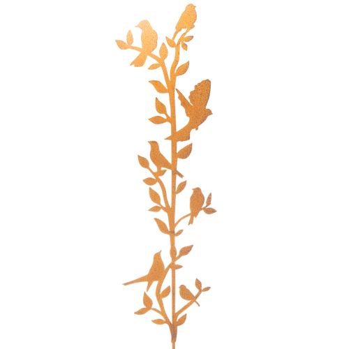 Galho decorativo de jardim com pássaros, em metal, 100 cm