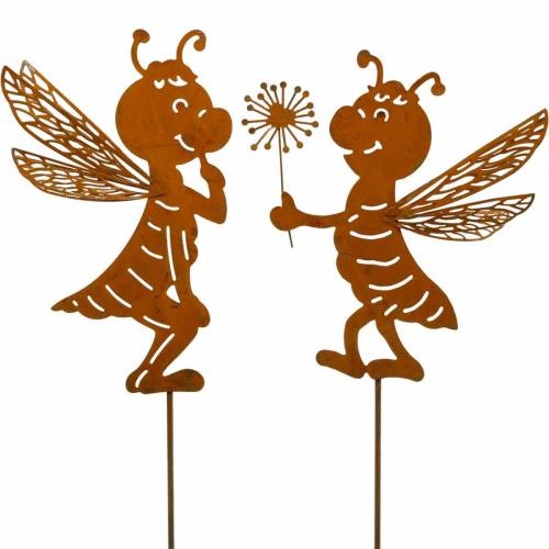 Floristik24 Plugue de jardim abelha decoração de jardim de aço inoxidável decoração de primavera 2pcs