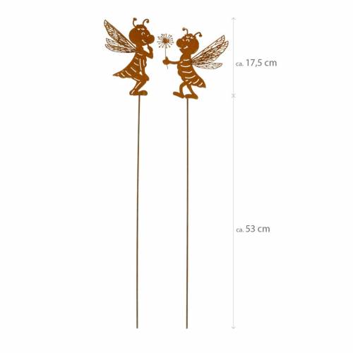 Floristik24 Plugue de jardim abelha decoração de jardim de aço inoxidável decoração de primavera 2pcs