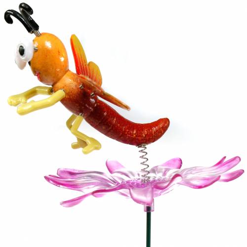 Floristik24 Estaca de Jardim Libélula em Flor com Metal Primavera Laranja, Rosa A74cm
