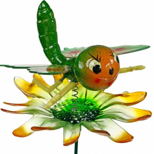 Floristik24 Tampão decorativo borboleta e flor com molas de metal verde, laranja Alt.70cm
