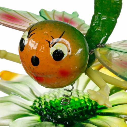Floristik24 Tampão decorativo borboleta e flor com molas de metal verde, laranja Alt.70cm