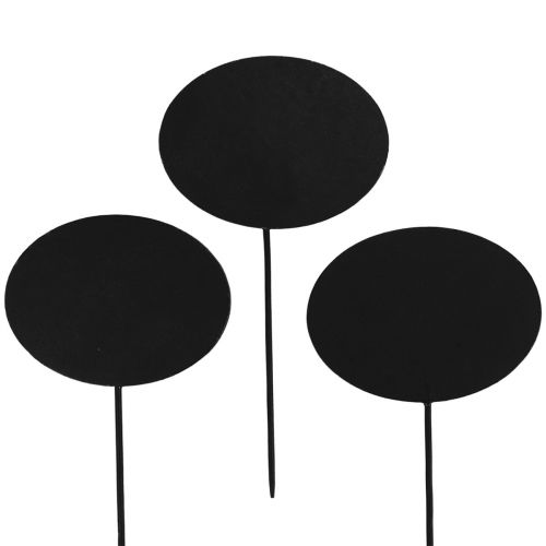 Floristik24 Placas de madeira para estaca de jardim oval preta 19 cm 12 unidades