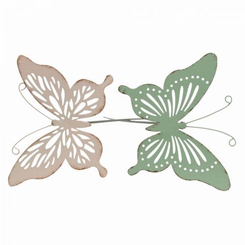 Itens Estaca de cama metal borboleta rosa verde 10,5x8,5cm 4uds