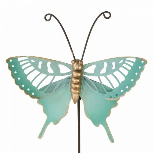 Floristik24 Estaca de jardim metal borboleta turquesa ouro 12×10/46cm